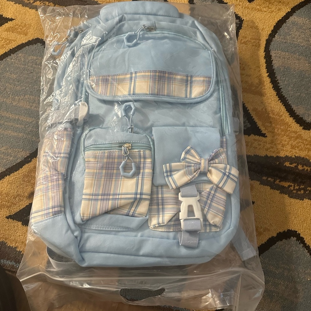 Plaid Blue Kids Backpack